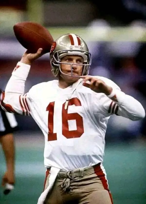 I don’t care how many rings Tom Brady has, this man is the true GOAT at quarterback. Joe Clifford Montana Jr. was the greatest quarterback I’ve ever seen. He played in an age where the rules didn’t protect the quarterback, before the players today got soft. He made his receivers better, Clark and Taylor especially would have been nothing with anyone else and Rice was dropping everything before Joe had a little “talk” with him. If you needed to win the Super Bowl, there was no one better. 4 Superbowl wins and 3 SB MVP’s